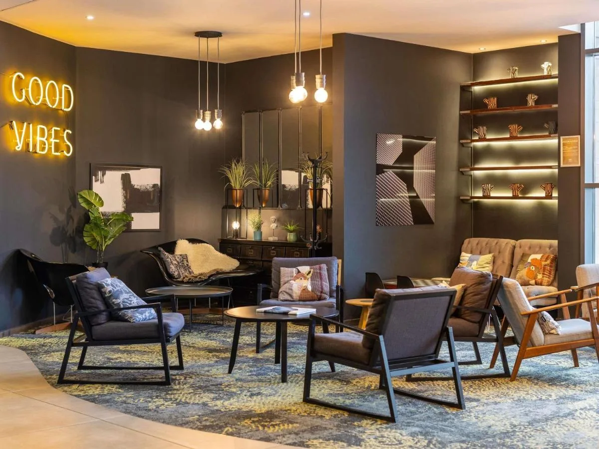 Café-style seating area at Novotel Edinburgh Centre near Grassmarket